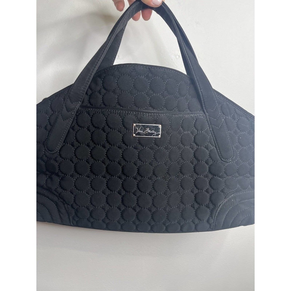 Vera Bradley Black Quilted Shoulder Crossbody Bag Purse Exterior Pockets Strap